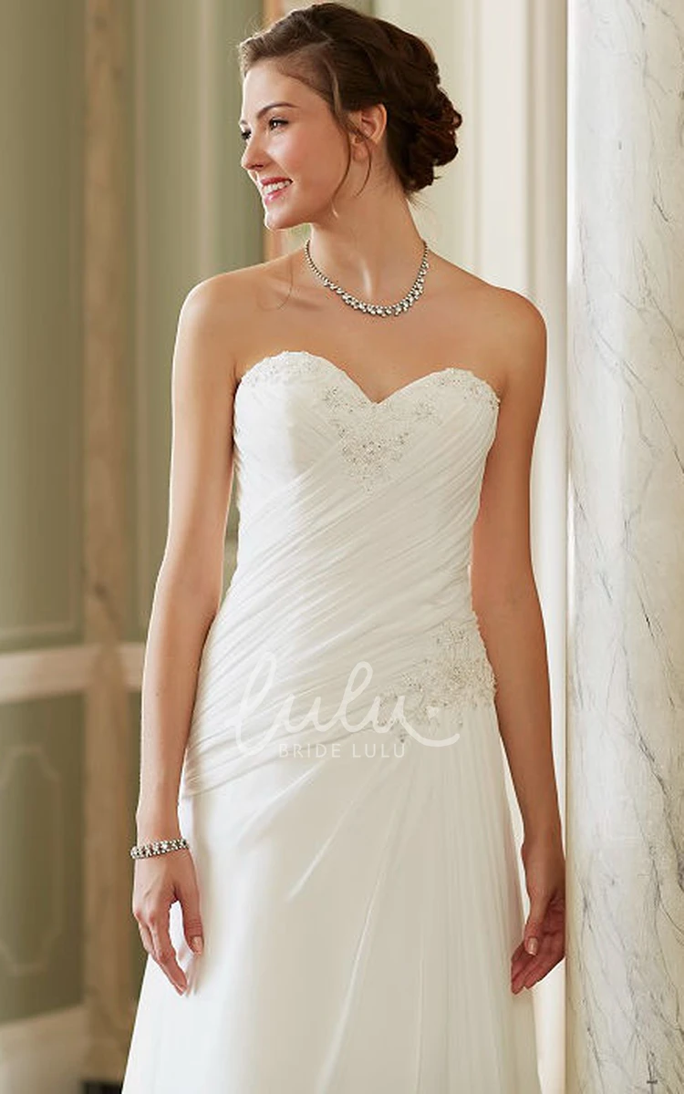 Sweetheart Ruched Chiffon Wedding Dress with Corset Back Simple and Romantic