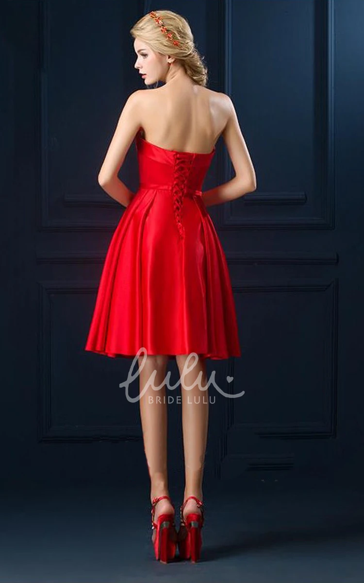 Knee Length Strapless Dress with Belt Adorable Formal Dress