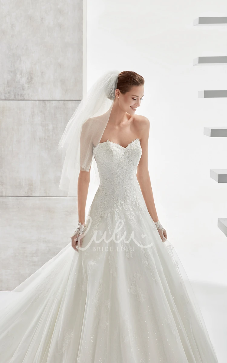 Illusive Panel A-line Wedding Dress with Appliques Elegant & Classy