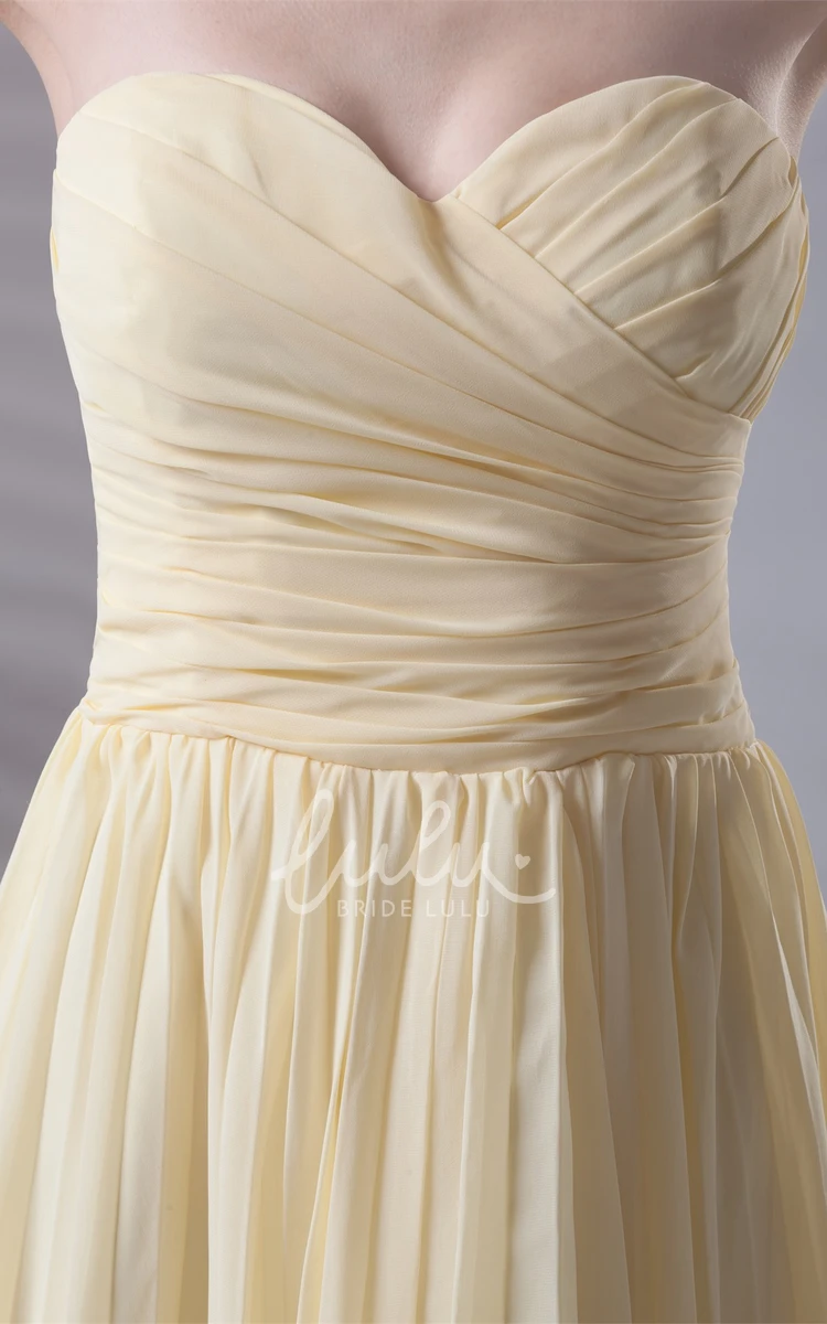 Knee-Length Chiffon Bridesmaid Dress with Sweetheart Criss-Cross Pleats