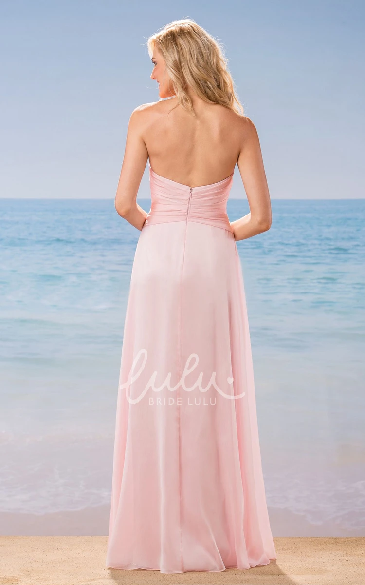 Chiffon Bridesmaid Dress with Front Slit and Jewels Sweetheart A-Line