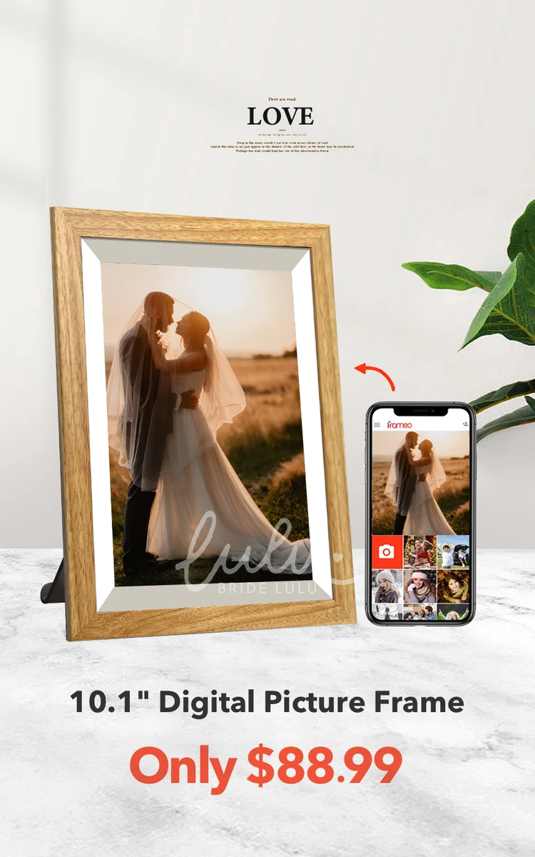 10.1'' Smart Wifi Wooden Digital Picture Frame for Wedding Memory Showcase 32 GB Auto-Rotate Display for Wall or Desk Instant and Private Picture-Sharing