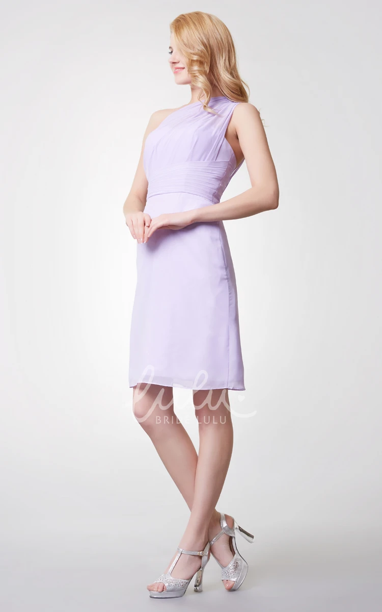 Sheath Chiffon One Shoulder Dress with Ruching Demure & Modern