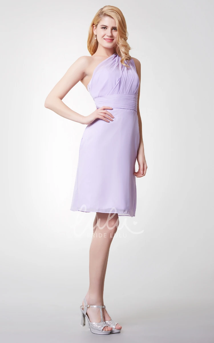 Sheath Chiffon One Shoulder Dress with Ruching Demure & Modern