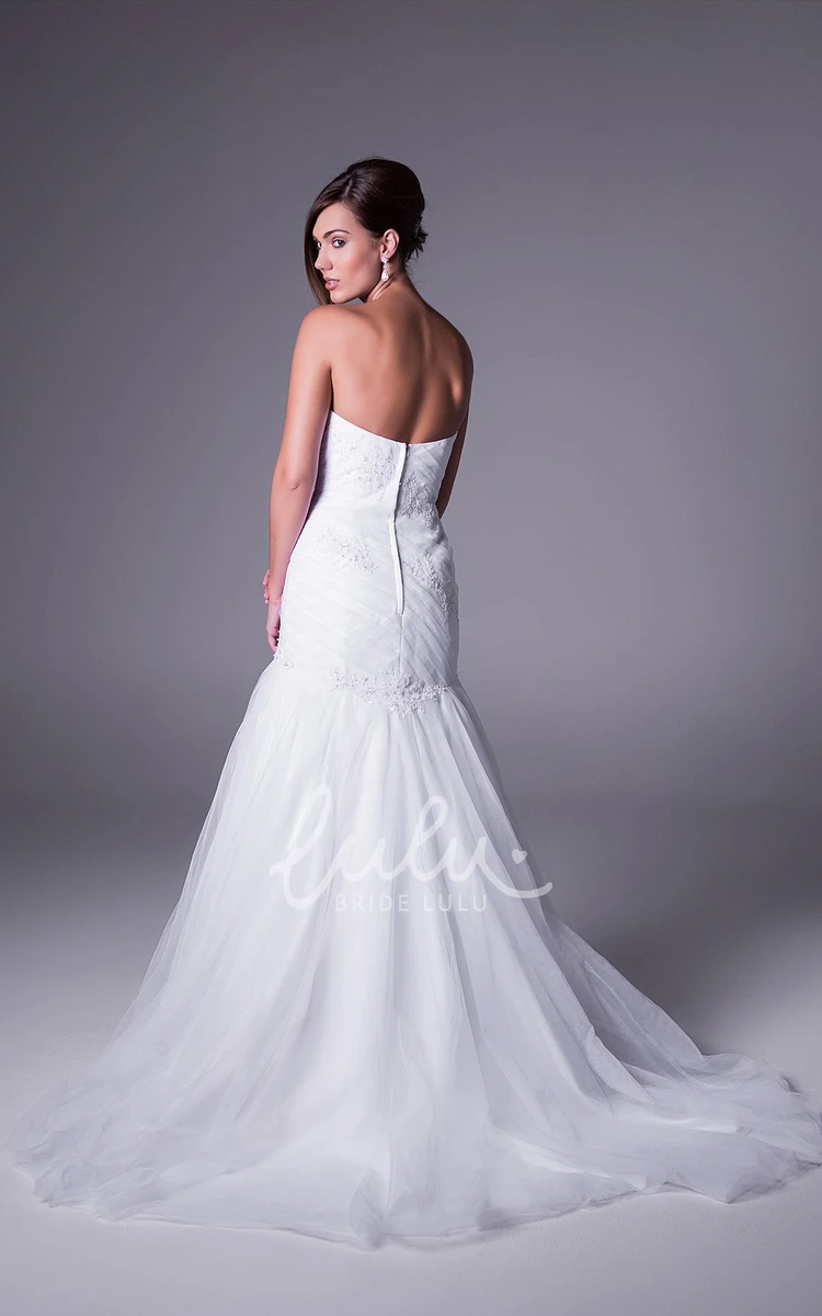 Sweetheart Tulle Wedding Dress with Beading Ruching and V-Back