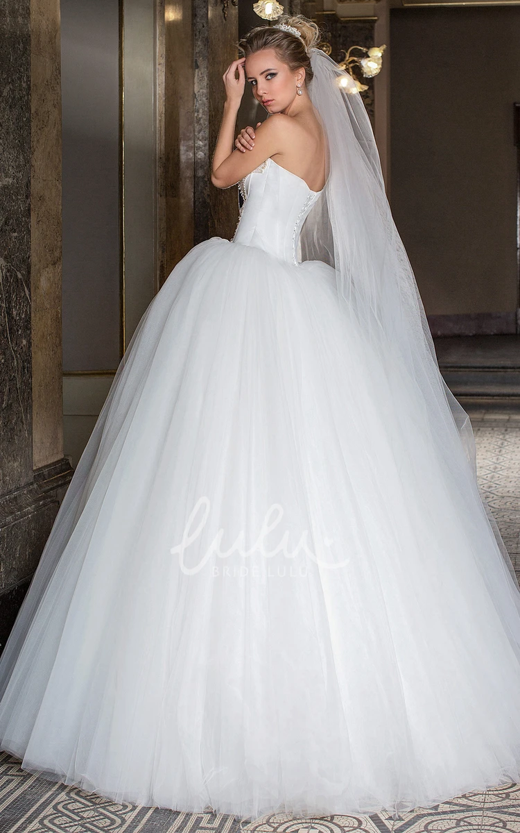 Sweetheart Beaded Tulle Wedding Dress with Lace-Up Sleeveless Ball Gown