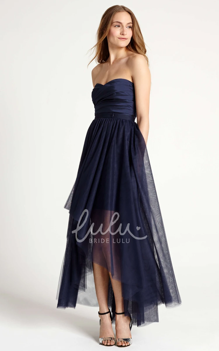 Strapless Ruched Tulle Bridesmaid Dress Elegant Strapless Ruched Tulle Bridesmaid Dress 2024