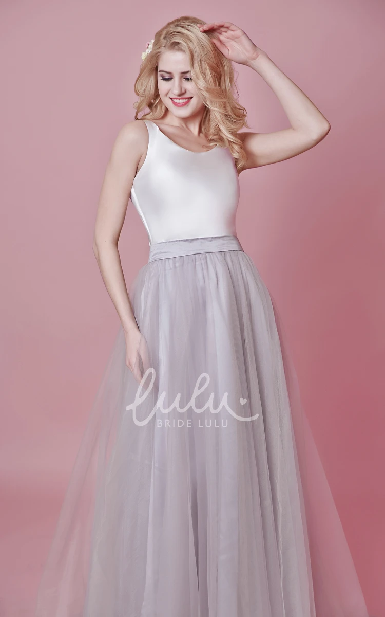 Long Sleeveless Tulle Colored Wedding Dress Modern & Unique