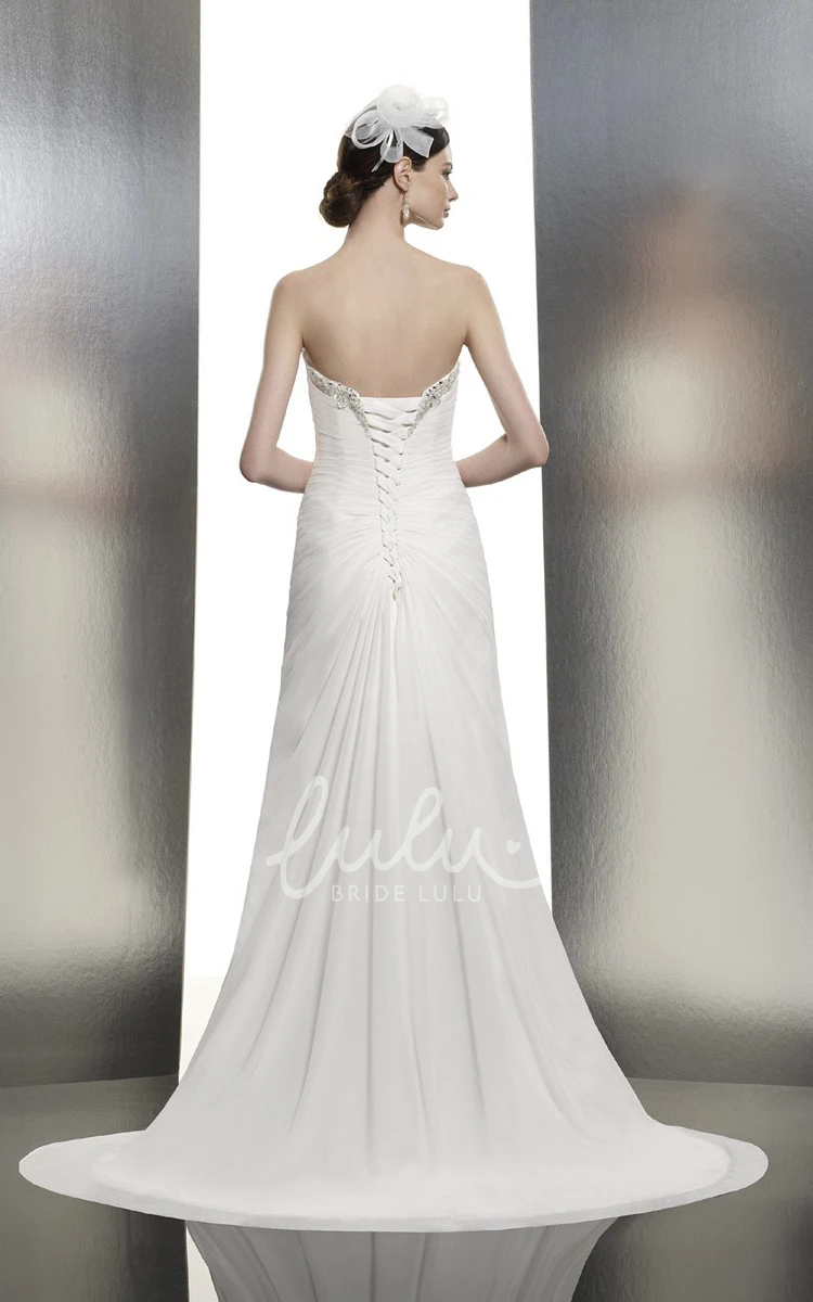 A-Line Sweetheart Wedding Dress with Criss-Cross and Lace-Up Back