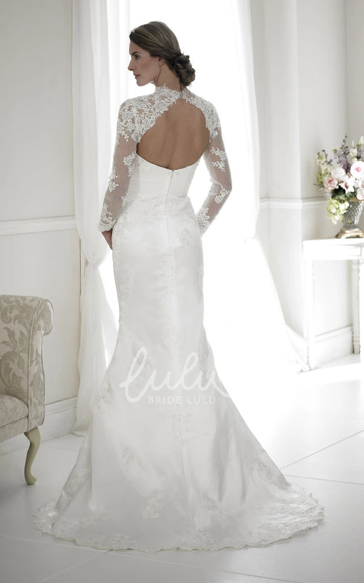 Sweetheart Sheath Lace Wedding Dress with Long Sleeves and Beading