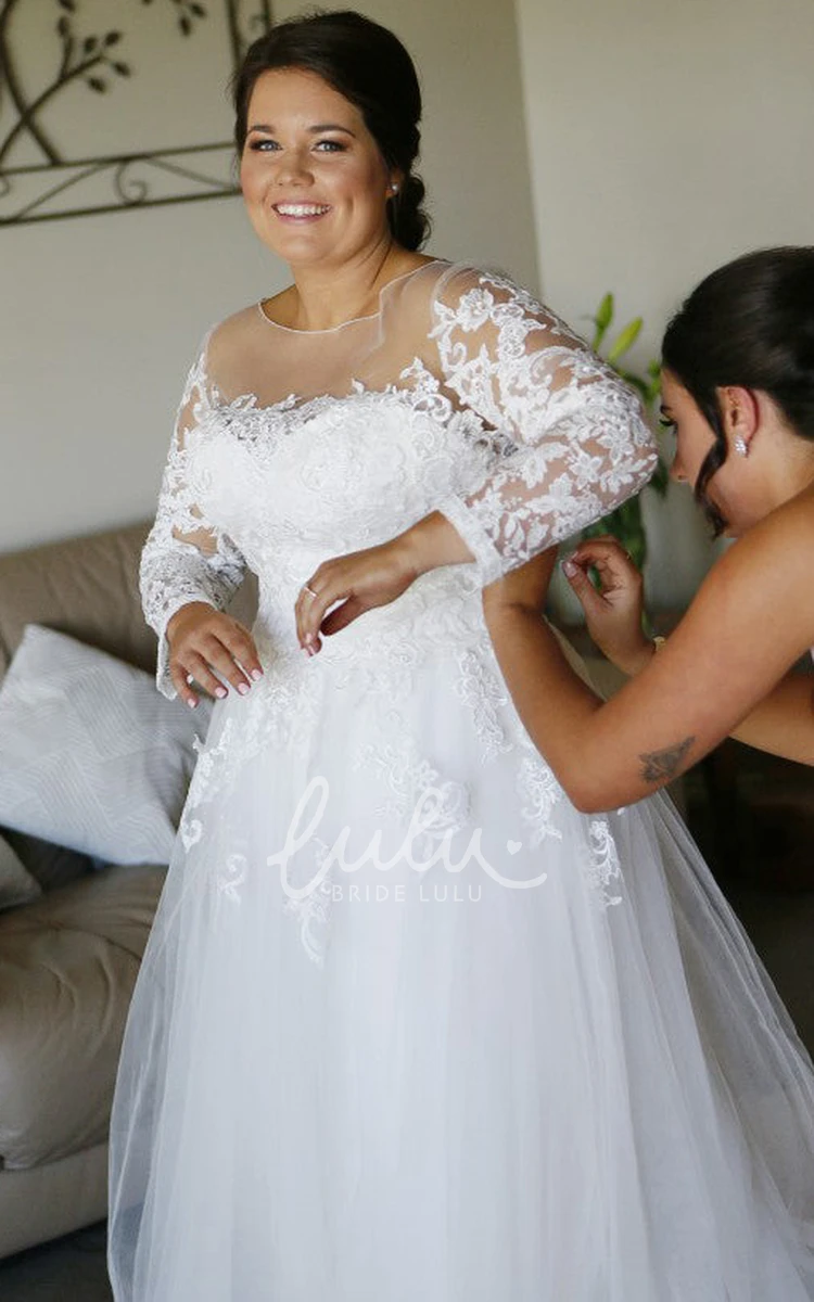 Lace Bateau A-line Long Sleeve Wedding Dress Modern and Sophisticated