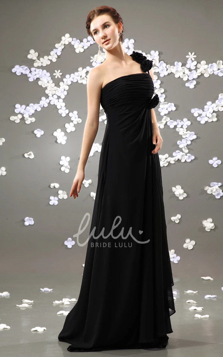 Empire Chiffon Bridesmaid Dress with Draping Long Flowy Dress