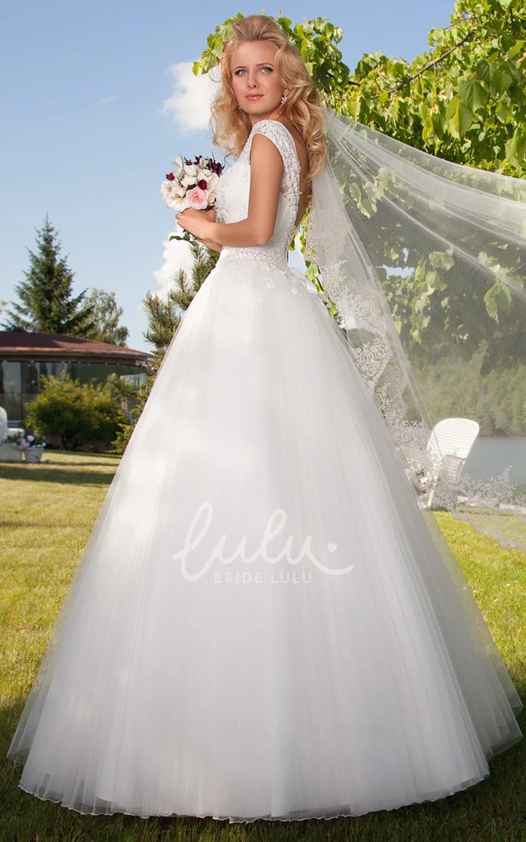Appliqued Tulle Wedding Dress Sweetheart Maxi Corset Back