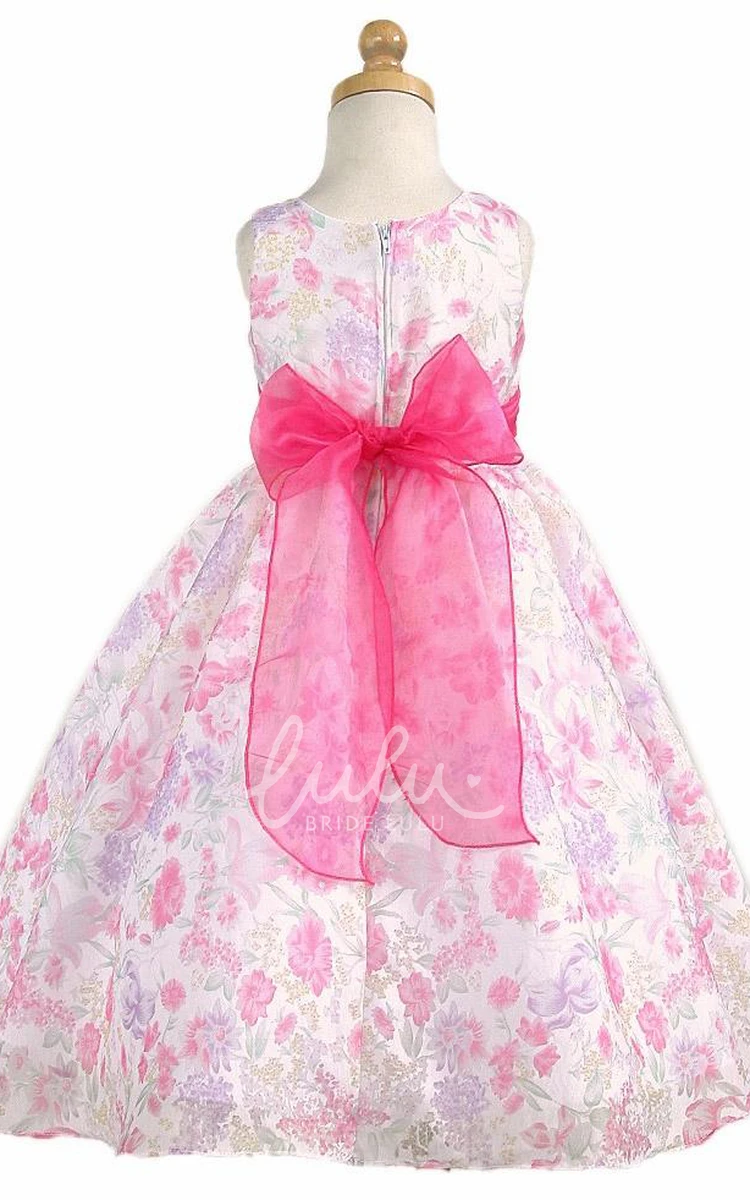 Floral Organza Tea-Length Flower Girl Dress Unique and Elegant