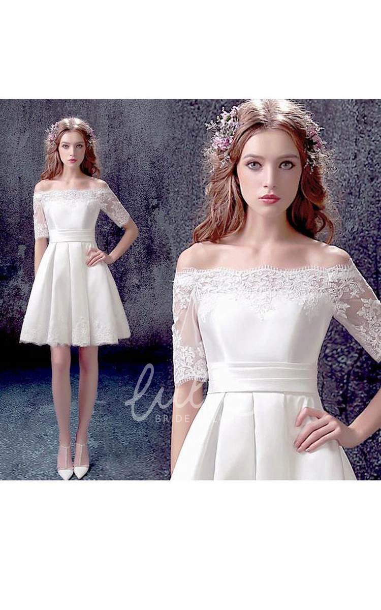 Lace A-line Formal Dress with Half Sleeves