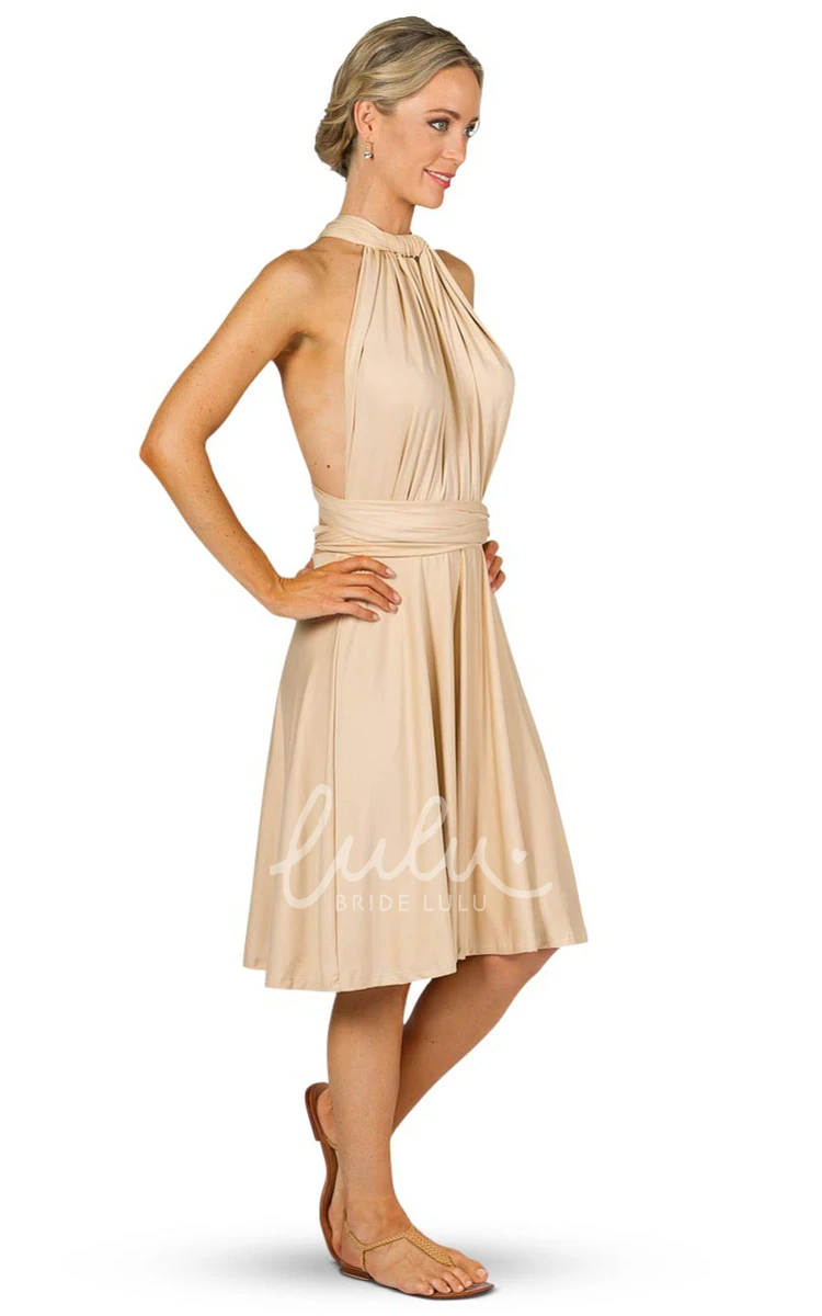 Ruched Chiffon Bridesmaid Dress with Straps Knee-Length One-Shoulder