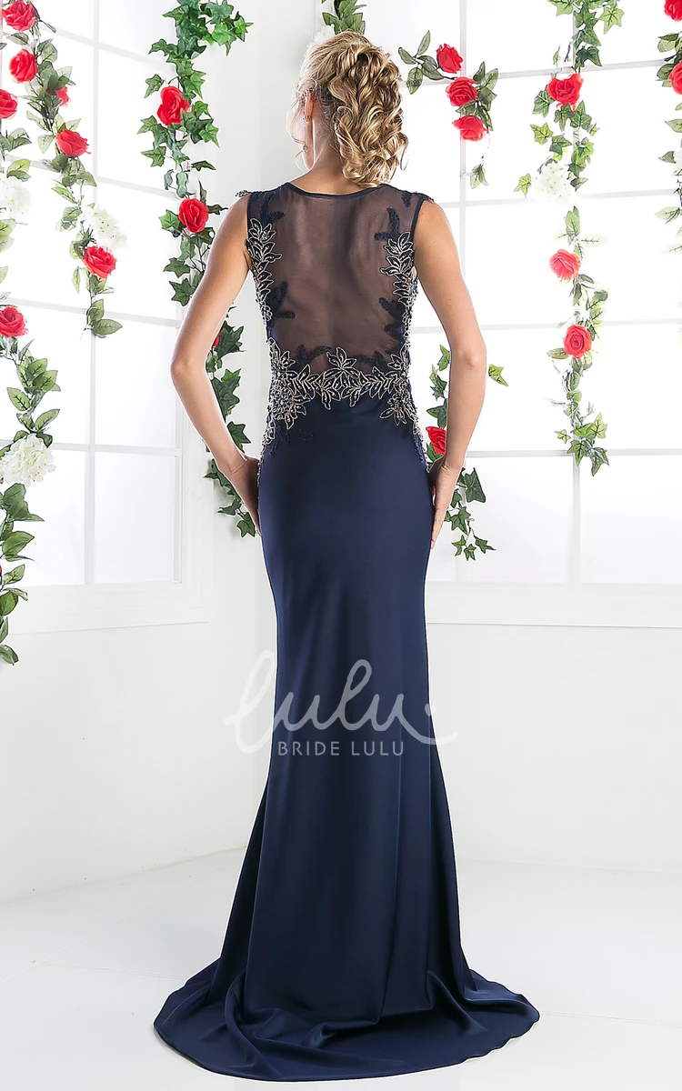 Jewel-Neck Sleeveless Sheath Dress with Appliques Bridesmaid Dress 2024