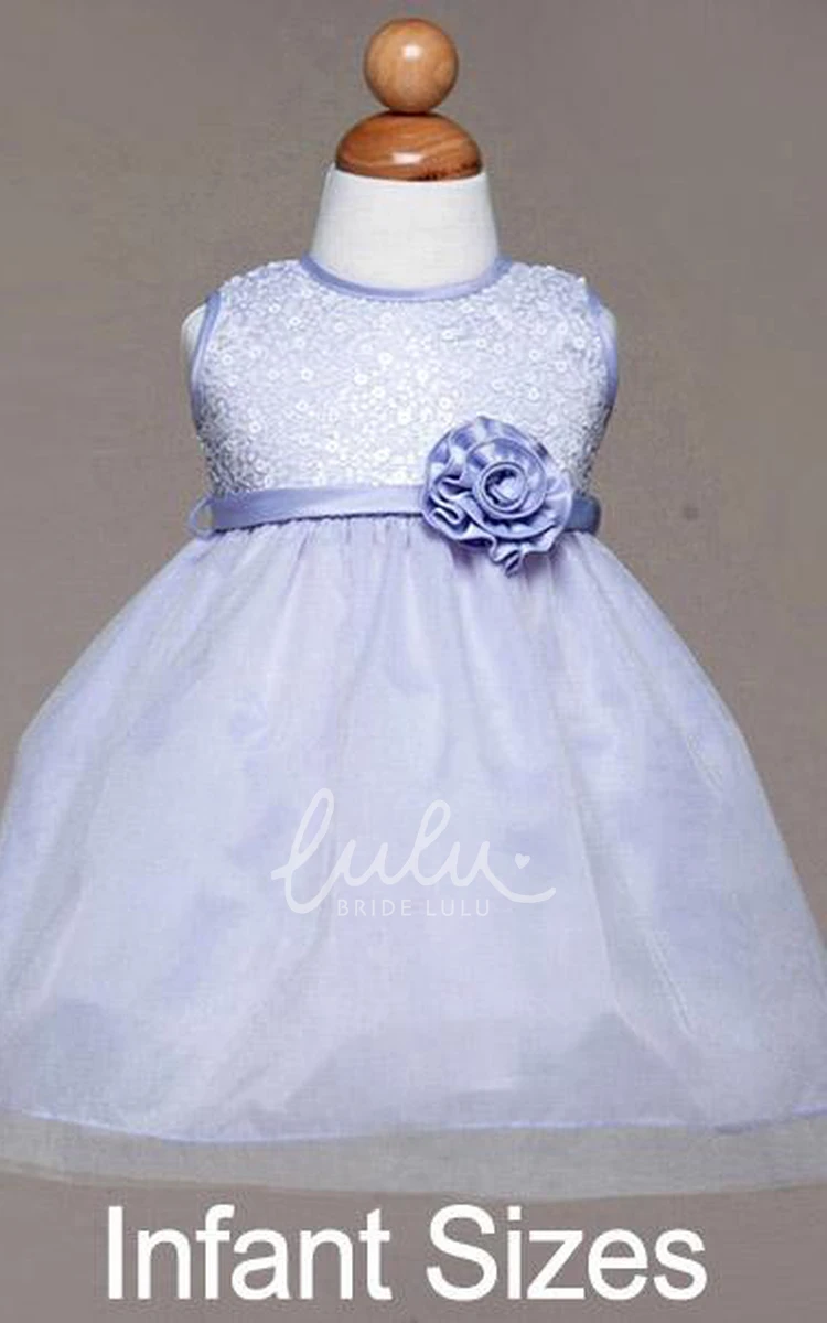 Tulle and Sequin Tea-Length Flower Girl Dress