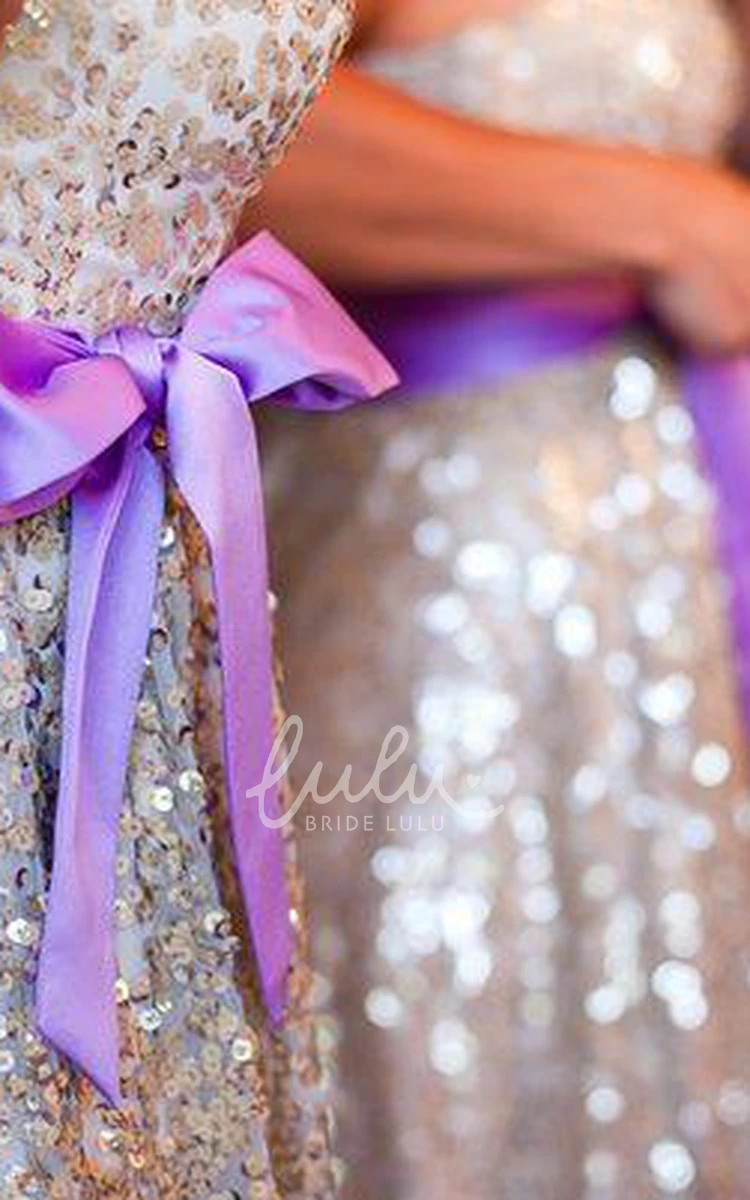 Sleeveless Sequin Bowknot Bridesmaid Dress Glamorous Short Formal Dress