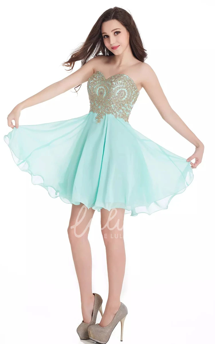 Sweetheart A-line Mini Dress with Beading and Lace Homecoming Dress