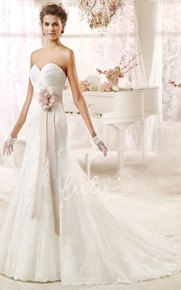 Flower Draping Chiffon Dress with Lace-up Back and Bandage Bust Boho & Flowy Wedding Dress