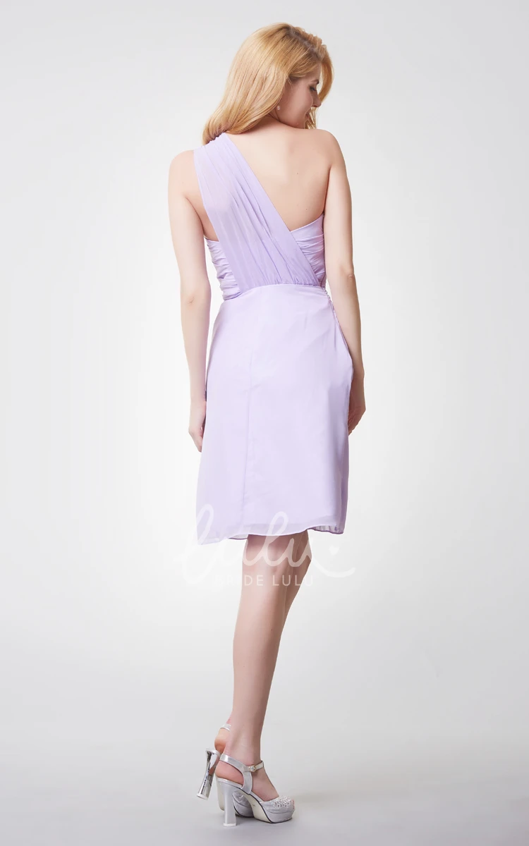 Sheath Chiffon One Shoulder Dress with Ruching Demure & Modern