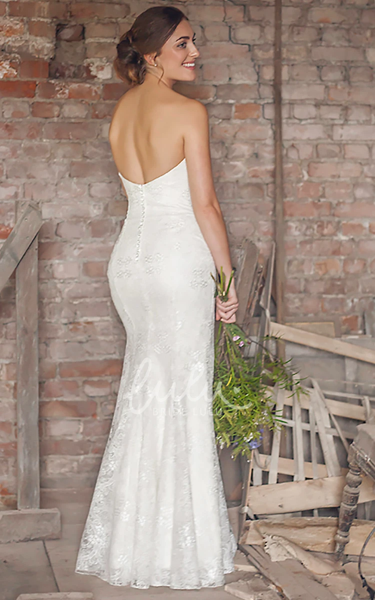 Appliqued Lace and Satin Wedding Dress with V-Back and Floor-Length Hemline Classic Bridal Gown
