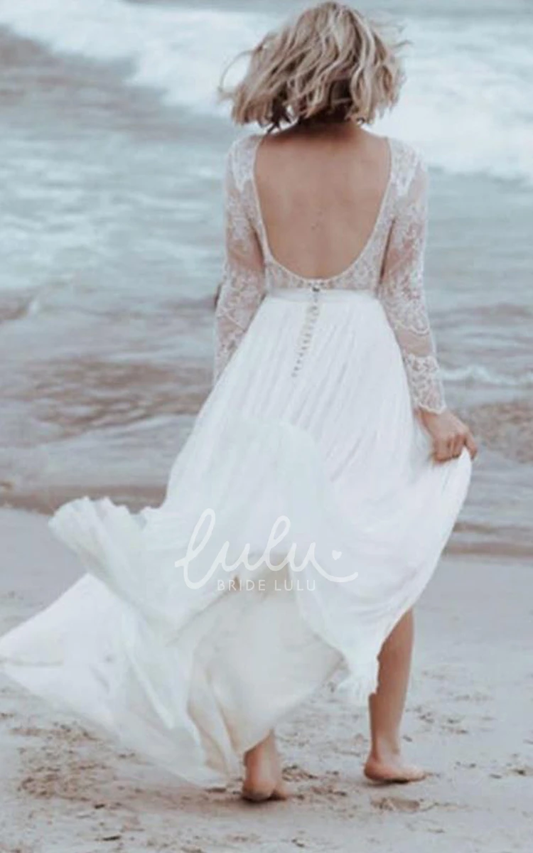 Bohemian Tulle A-line Wedding Dress with Split Front Lace Bateau Floor-length
