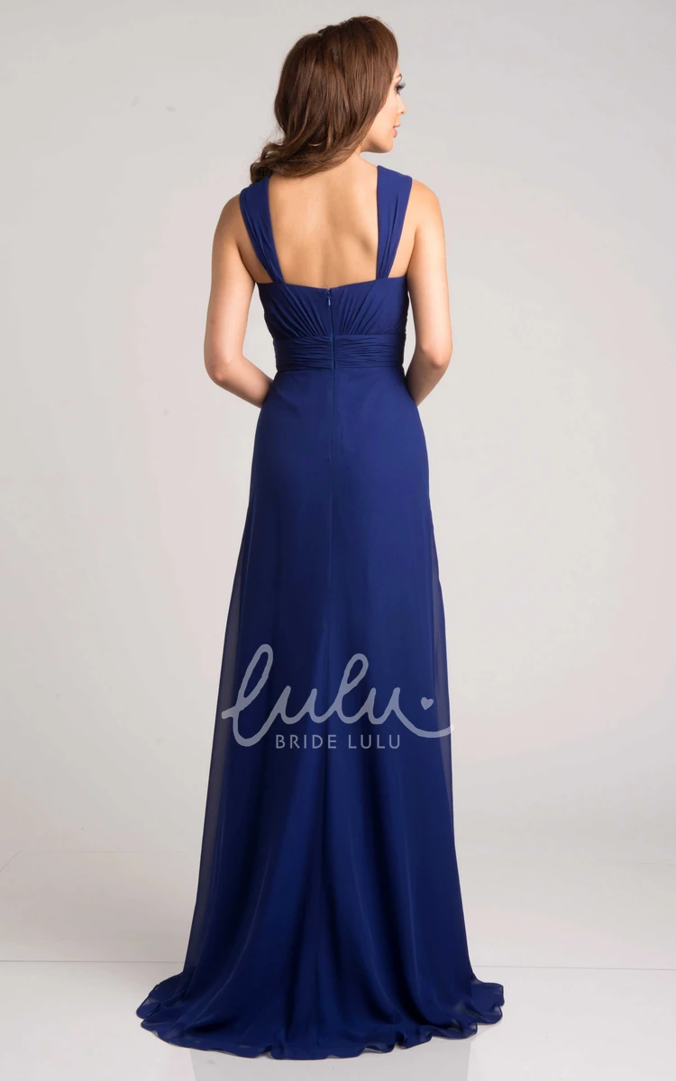 Crisscross Bust Chiffon A-Line Bridesmaid Dress with Side Draping