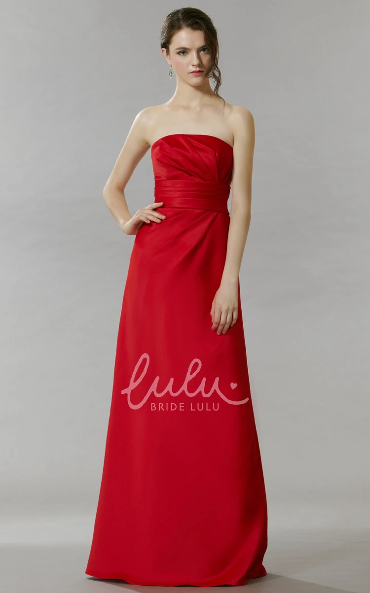 Strapless Satin Bridesmaid Dress with Ruched Bodice Classy Dress for Bridesmaids