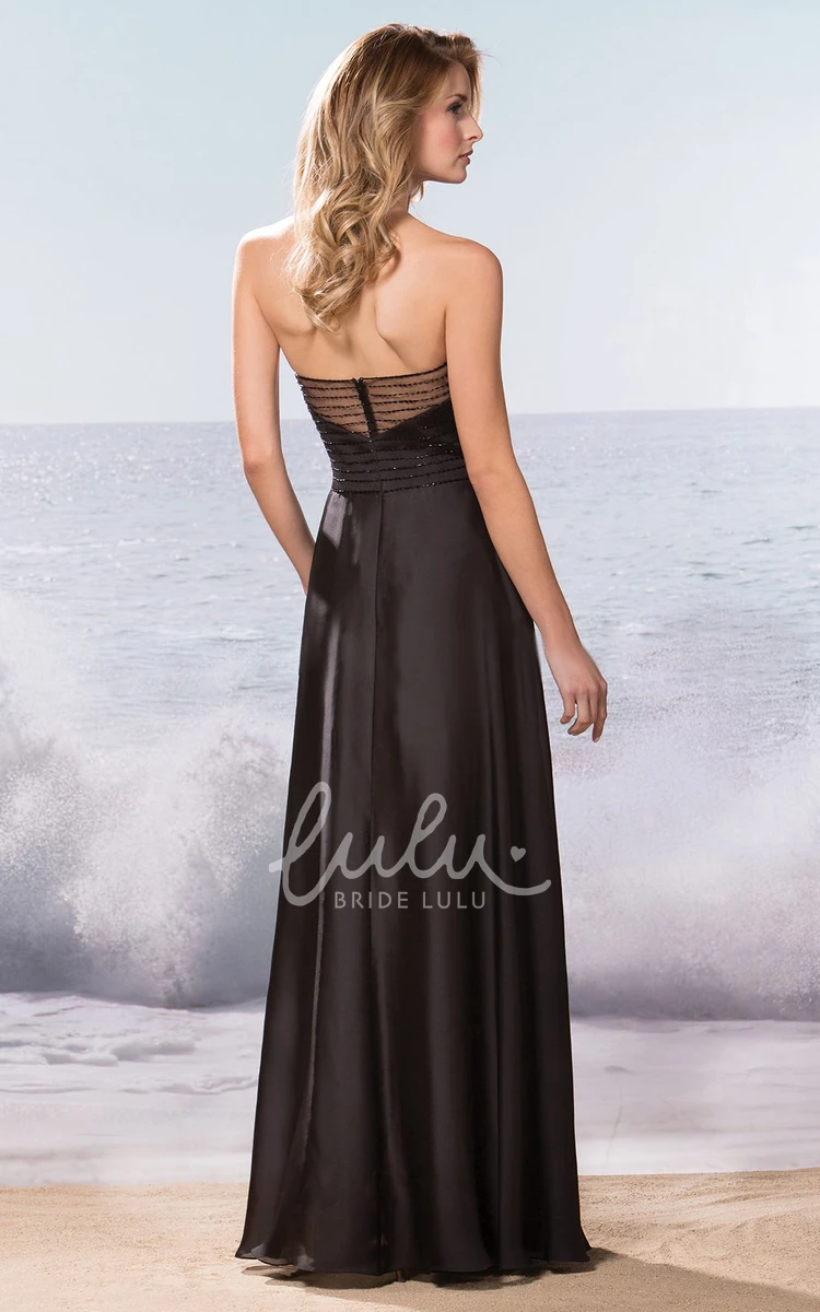 A-Line Gown with Ruched Bodice and Beadings Sweetheart Prom Dress