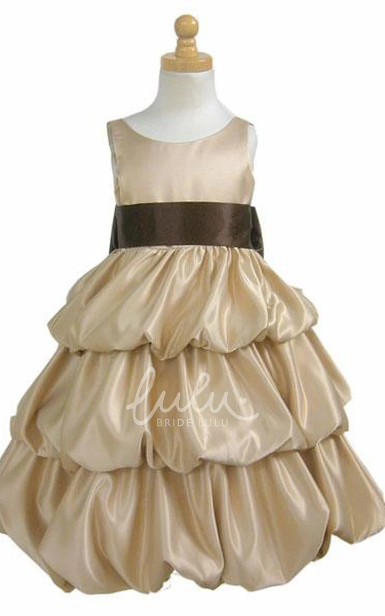 Sleeveless Satin Flower Girl Dress Tiered Elegant 2024