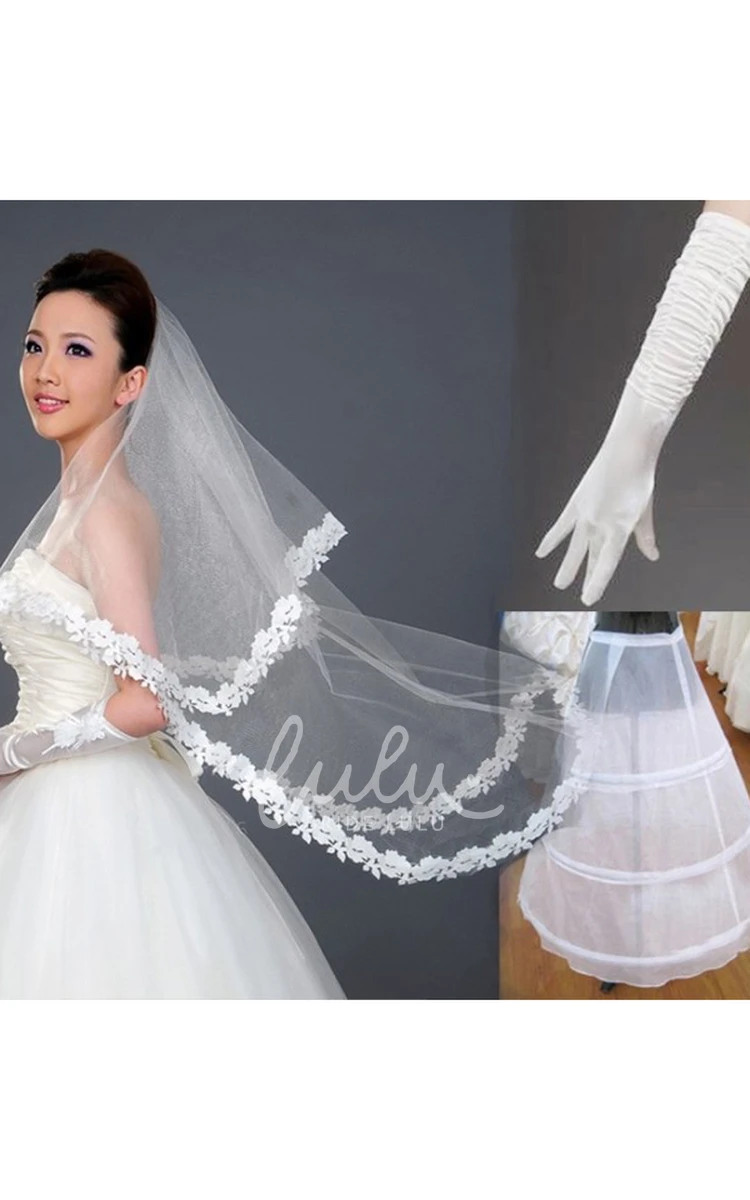 Wedding Veil Gloves Petticoat Package Cheap & New Style