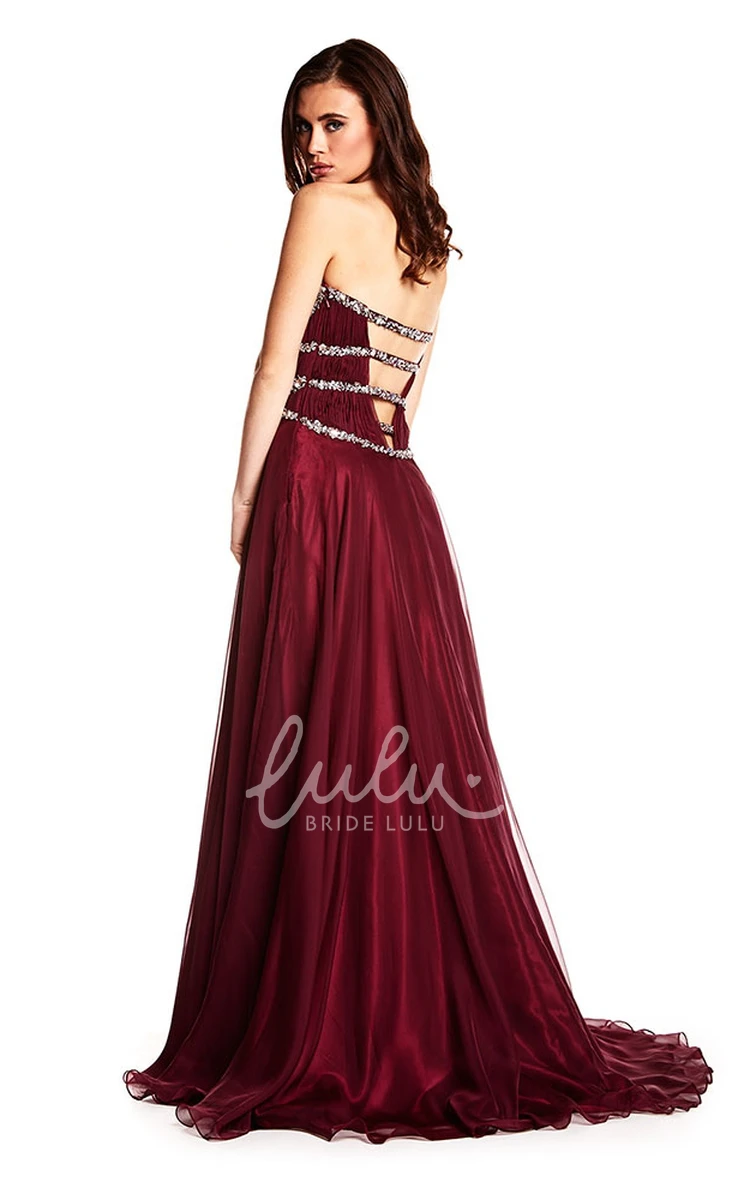 A-Line Sweetheart Beaded Chiffon Prom Dress with Straps and Pleats Classy Prom Dress