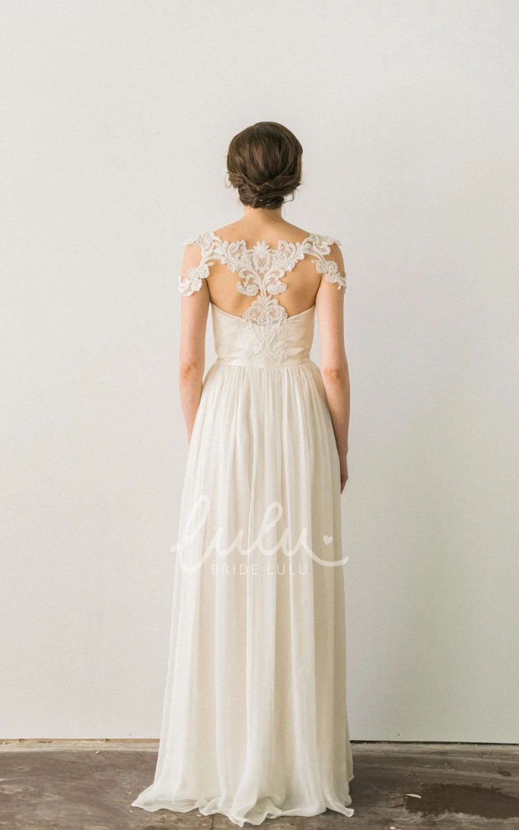 A-Line Chiffon Wedding Dress with Appliques Long & Classy