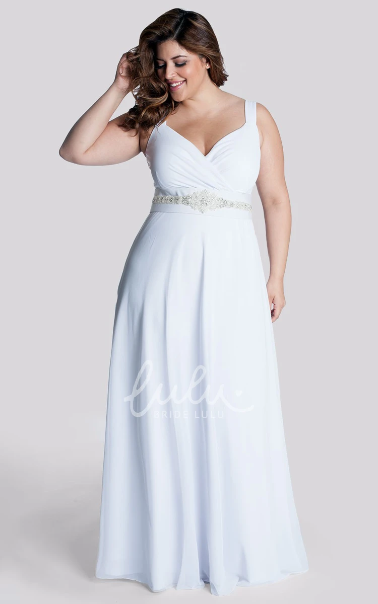 Chiffon Ruched A-Line Bridesmaid Dress with Waist Jewelry