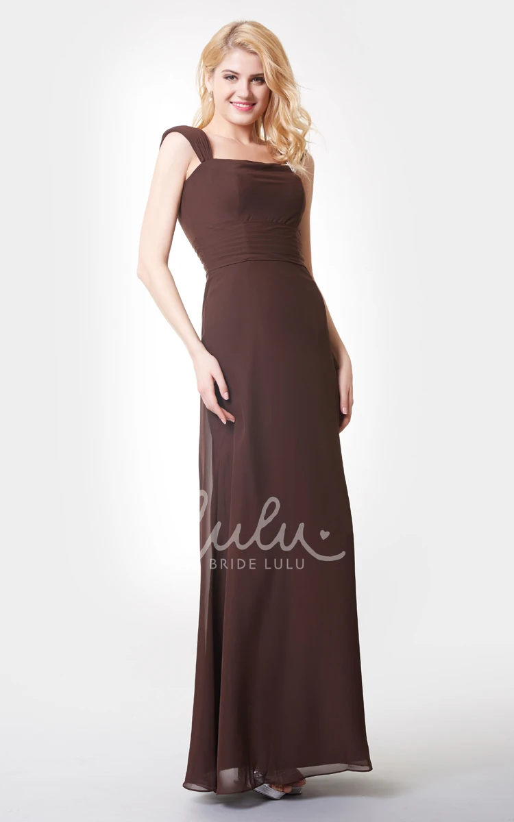 Crystal Detailed A-line Chiffon Bridesmaid Dress with Straps Long & Flowy