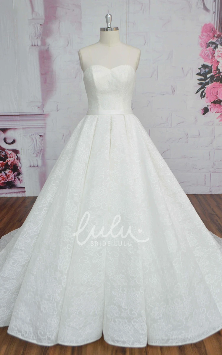 Sweetheart Lace-Up Corset Wedding Dress with Sash Ballgown Silhouette