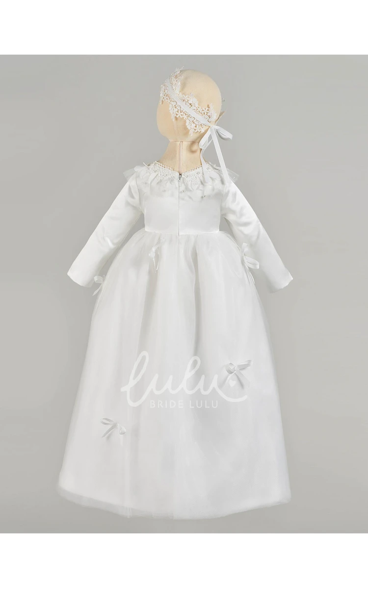 Circular Ruffle Collar Christening Dress Simple Baby Baptism Gown