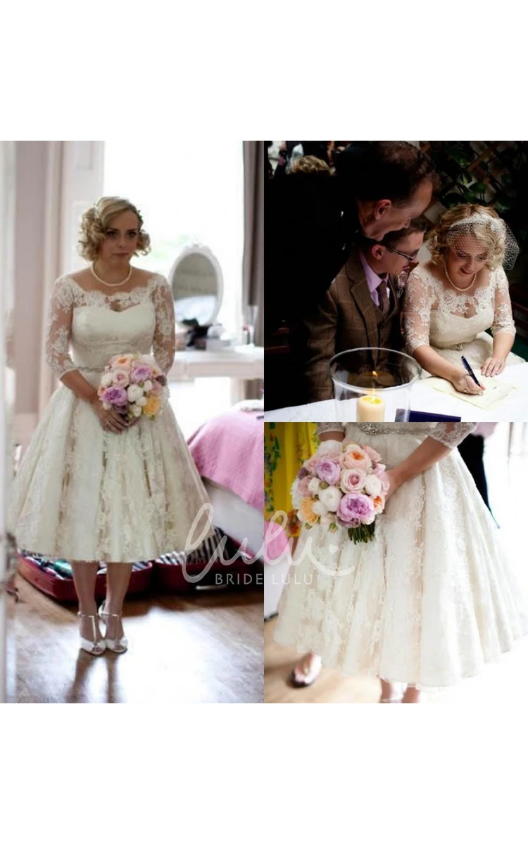 A Line Scalloped Lace Zipper Wedding Gown