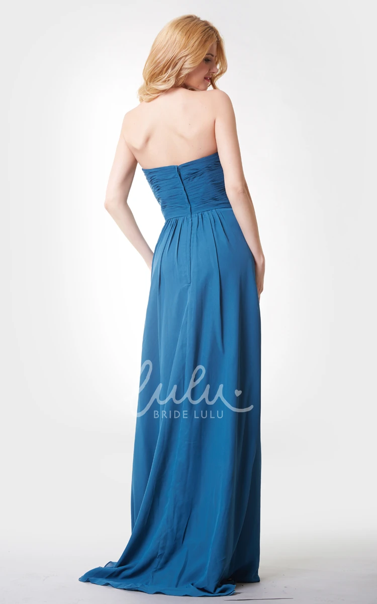 Sweetheart Ruched High-low Chiffon Beach Bridesmaid Dress