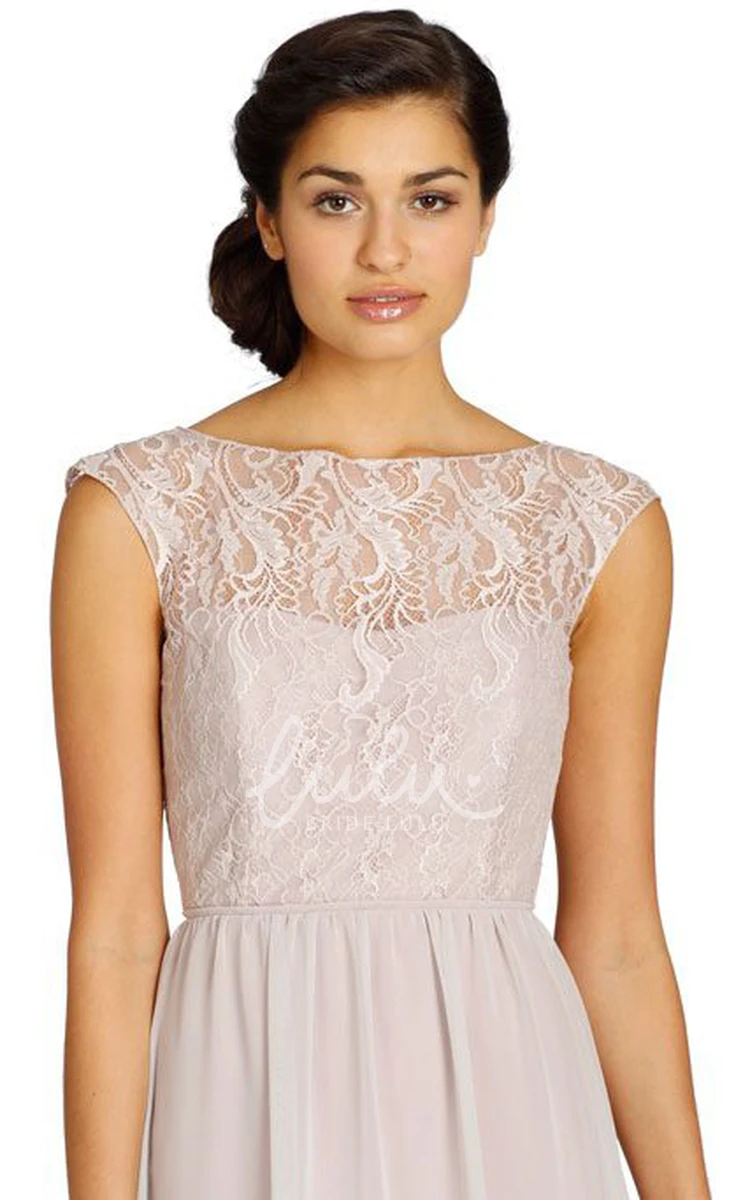 Long Lace Chiffon Bridesmaid Dress with Keyhole Elegant Lace Bridesmaid Dress 2024