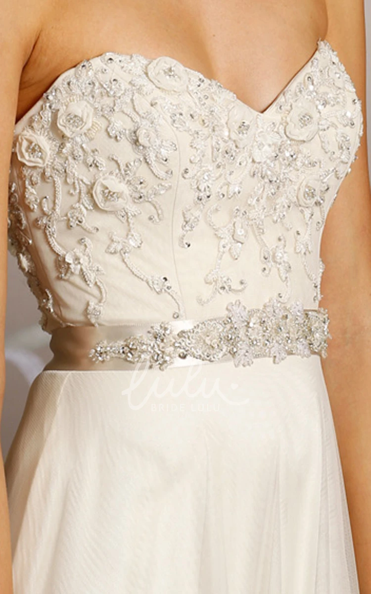 Floor Length Embroidered Dress with Hand-beading and Scalloped Hem for Weddings