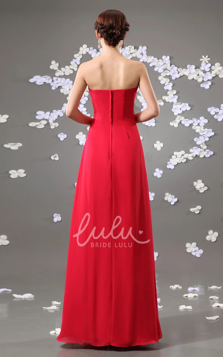 Sleeveless Strapless Maxi Chiffon Bridesmaid Dress With Beading