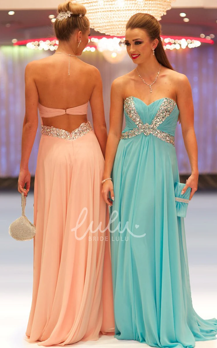 Sweetheart Beaded Chiffon Prom Dress Sleeveless A-Line