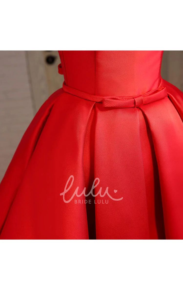 Pleated Strapless Red Prom Dress Short and Classy