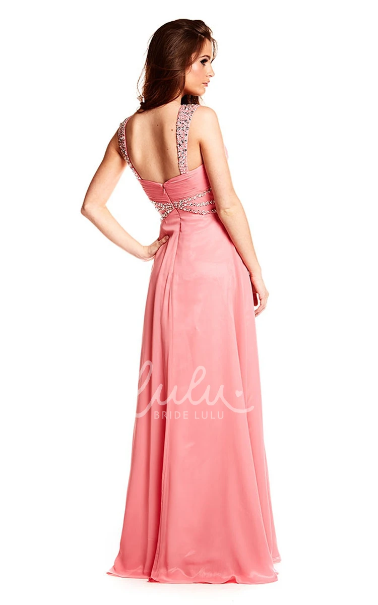 Sleeveless Chiffon Prom Dress with Crystal Straps