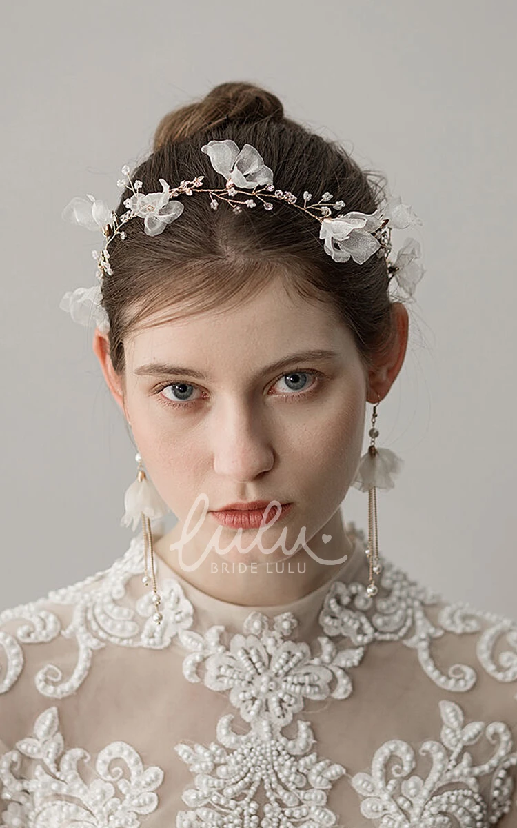 Korean Style Fresh Bridal Headbands and Earrings with Flowers