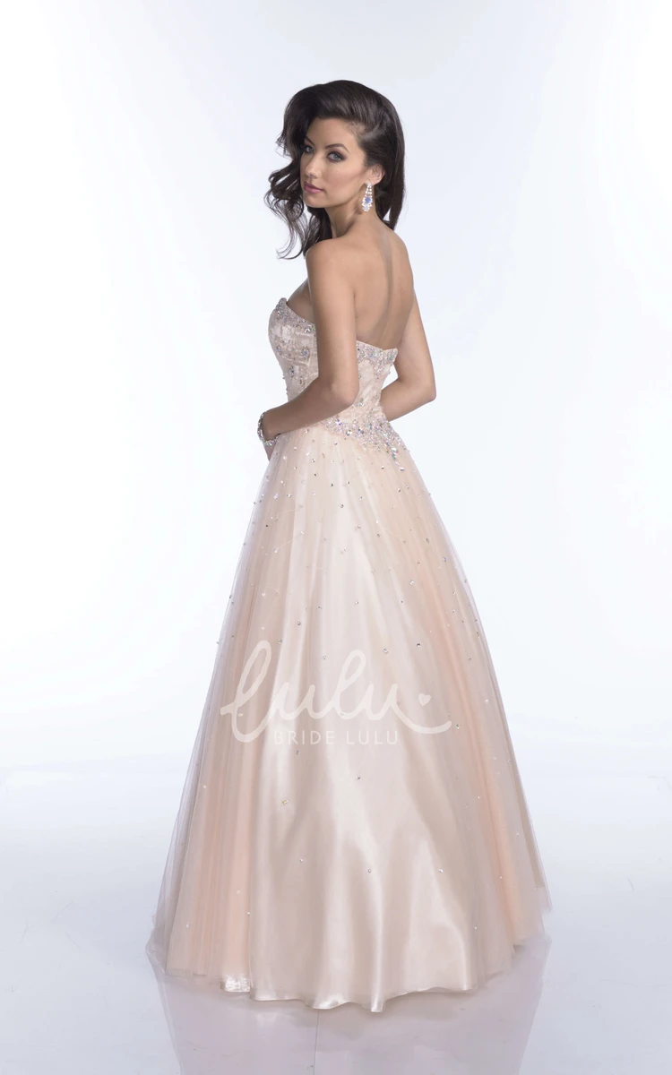 Sequin Embellished A-Line Prom Dress with Sweetheart Neckline and Tulle Skirt