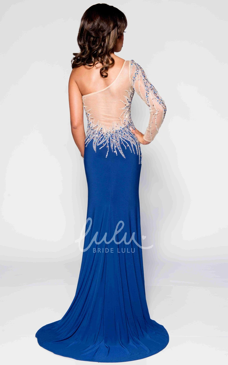 Sequined One-Shoulder Prom Dress Column Style with Side Slit